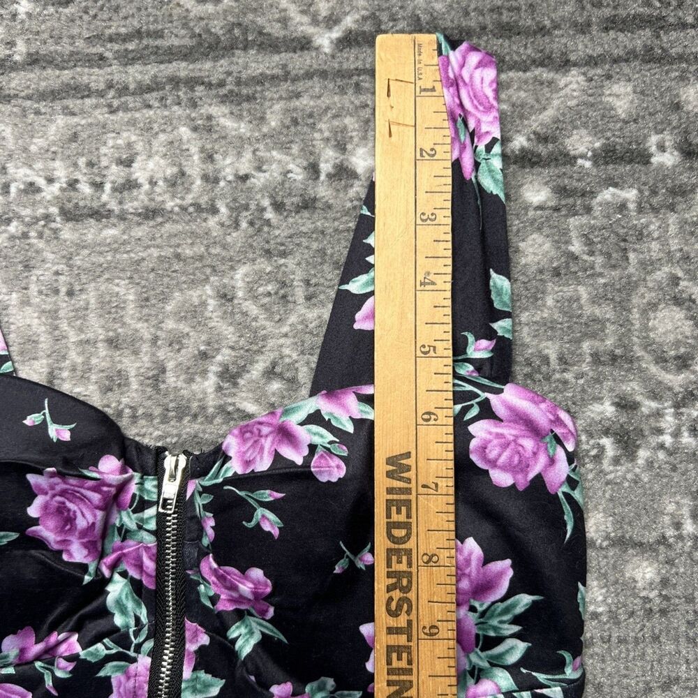 Papaya NWT Floral Zip Front Top Bustier Small Sleeveless Peplum Knit Stretch - Picture 4 of 8